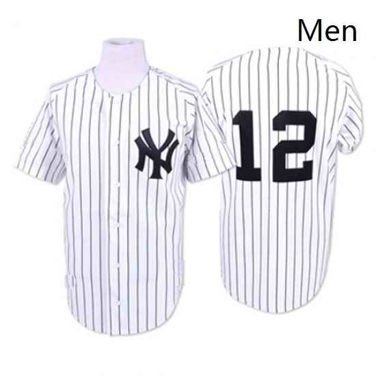 Mens Mitchell and Ness New York Yankees 12 Wade Boggs Authentic White 1996 Throwback MLB Jersey